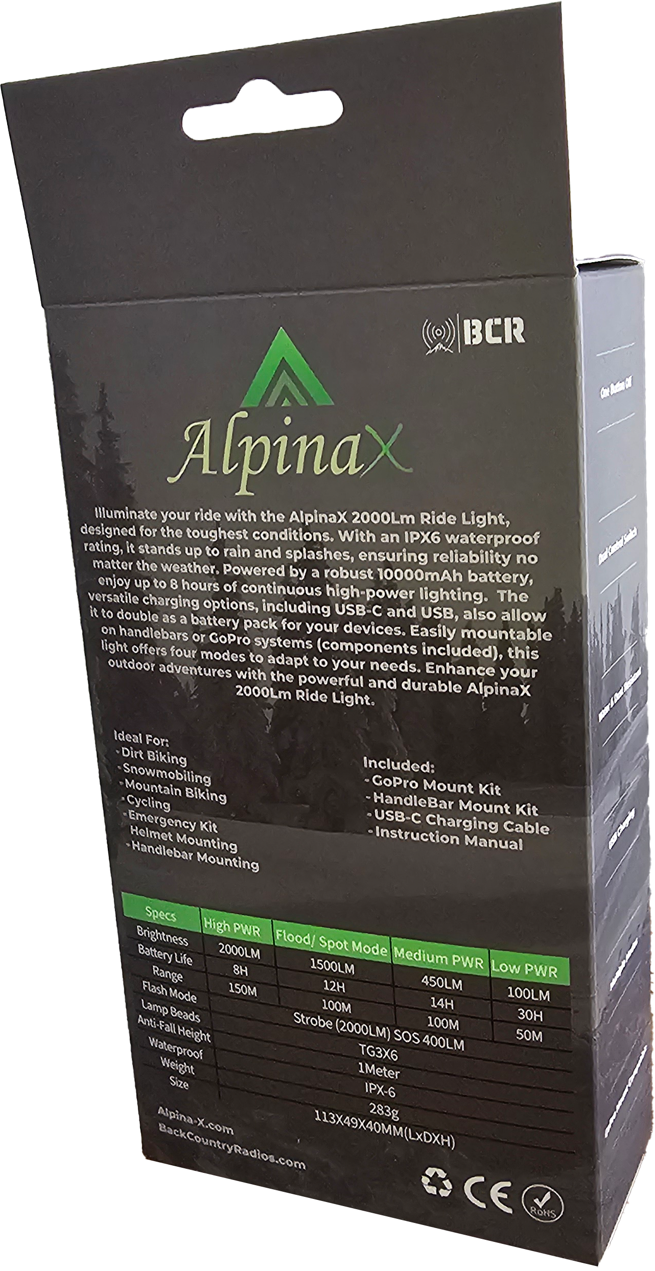 AlpinaX 2000Lm Light Box back