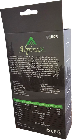 AlpinaX 2000Lm Light Box back