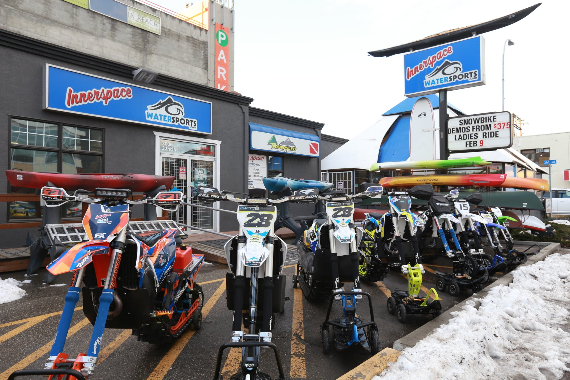 Innerspace watersports snowbikes outside