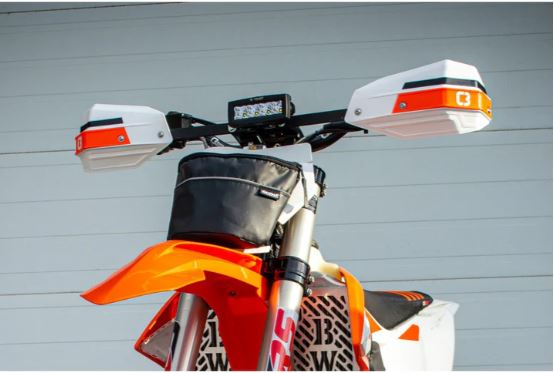 bike with white and orange guards
