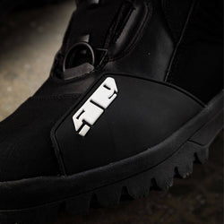 close up of 509 logo on boot